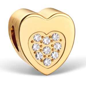 Goldiger Charm "True Heart" aus feinem Edelstahl mit Kristallglaselementen