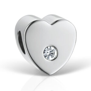 Hübscher Charm "My Heart" aus feinem, silberfarbenen Edelstahl mit Kristallglaselementen