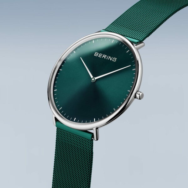 Elegant schicke Uhr "Ultra Slim" in Silberfarben & Mintgrün, unisex