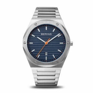 Sportlich schicke Uhr "Classic" in Silberfarben & einem in Blau nuanciertem Zifferblatt