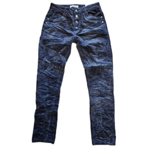 Fesche Jeans-Cordhose in Grau mit silberfarbenen Metallknöpfen