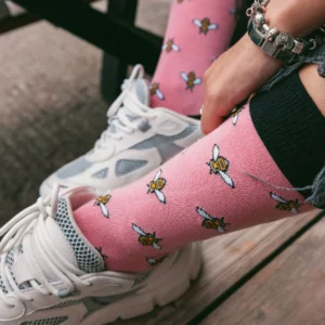 Hübsche und originelle Bamboo-Damensocken "Pink Bumblebee Socks"