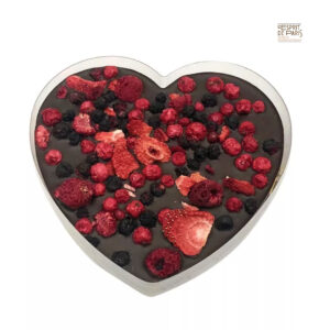 Köstliches Herz aus dunkler Bio-Schokolade mit gemischten Früchten von l'Esprit de Paris