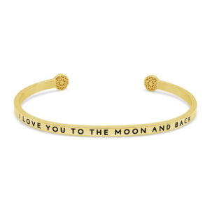 Armreif in Gold mit schwarzer Gravur "I Love You To The Moon And Back"