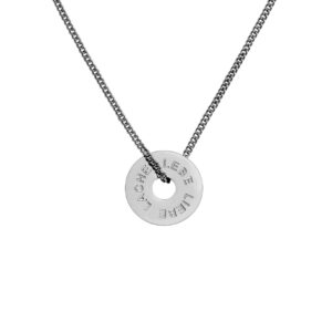 Circle Halskette in Silber mit Gravur "Lebe Liebe Lache"