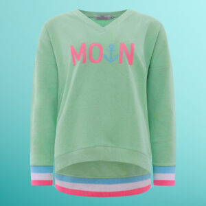 Hübsches Sweatshirt "Moin" mit V-Ausschnitt in Mint