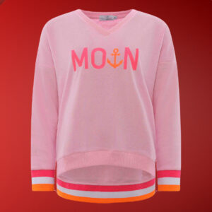 Hübsches Sweatshirt "Moin" mit V-Ausschnitt in Rosé