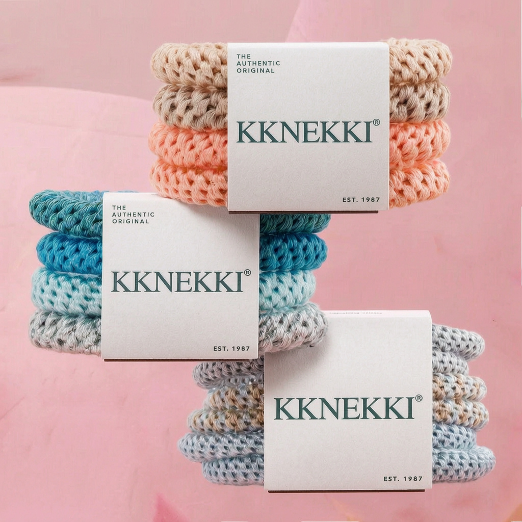 Coole, praktische Haargummis in verschiedenen Farben und Designs im Vierer- und Sechserpack von KKNEKKI