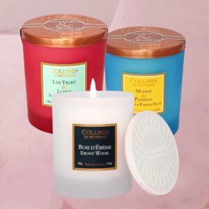 Handgegossene, exklusive Duftkerzen mit einzigartigen, tollen Duftkreationen im 180g-Glas von Collines de Provence