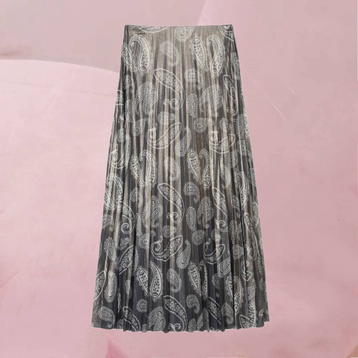 Lässig-eleganter, langer Rock "Justalina" im cool gemusterten Metallic-Style