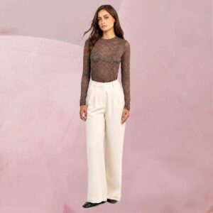 Elegant feminine Hose "Perla Pants" in Off-White und Indigo von An'ge