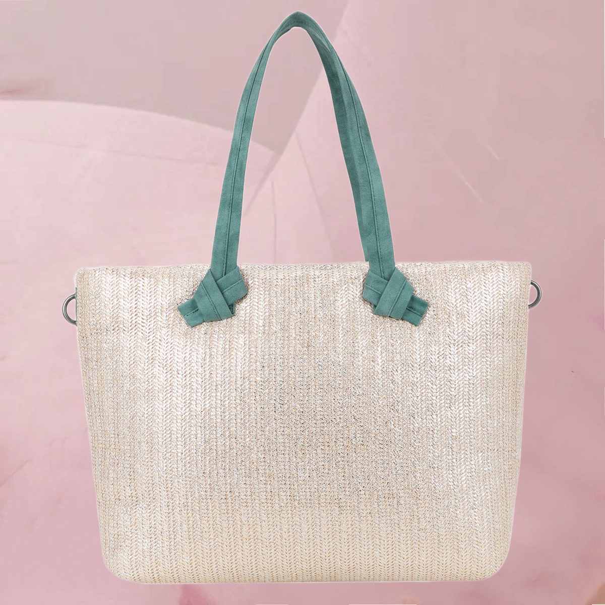 Großzügiger Shopper "Cloud Shopper Big Limited Painted Straw" in Silber-Grün von fritzi