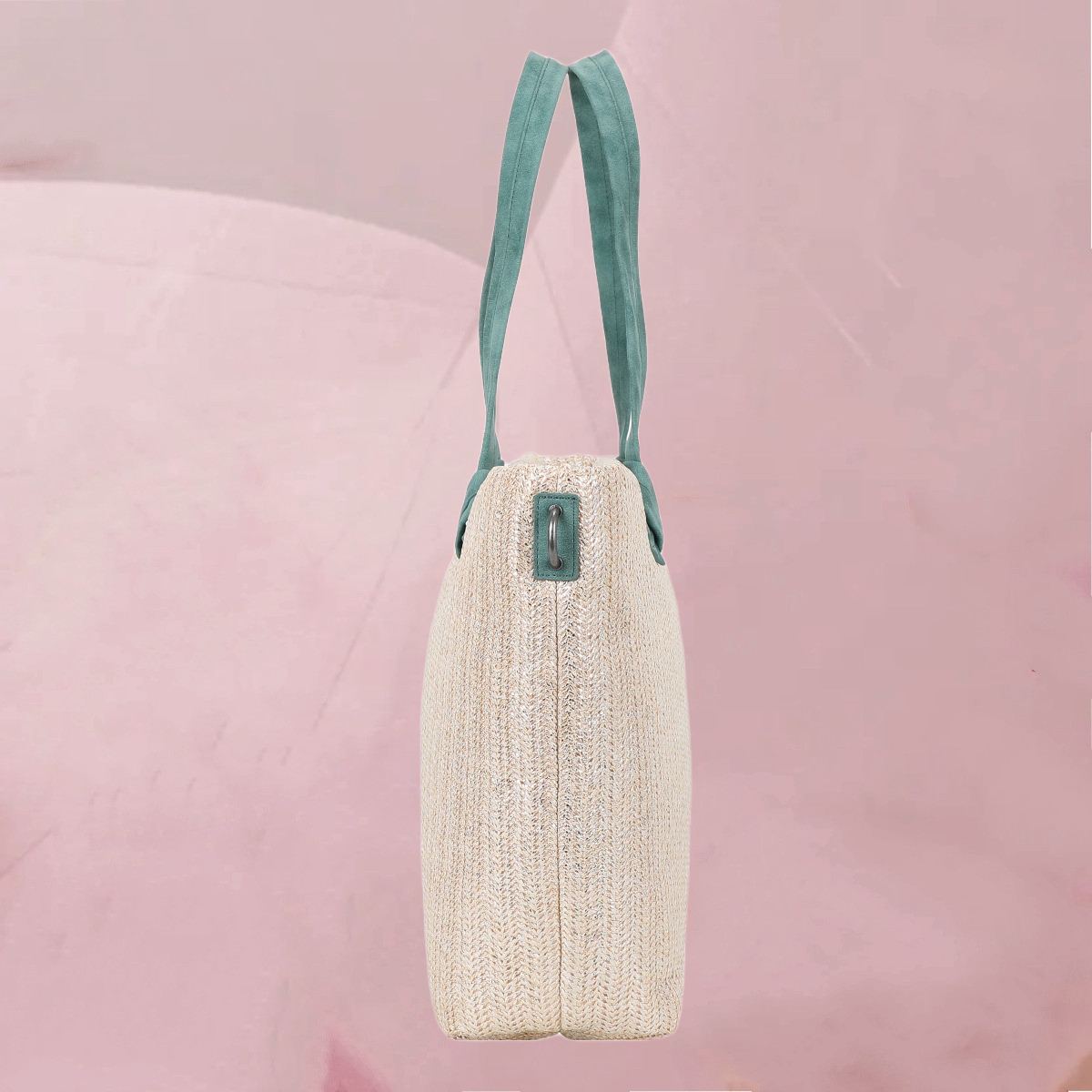 Großzügiger Shopper "Cloud Shopper Big Limited Painted Straw" in Silber-Grün von fritzi