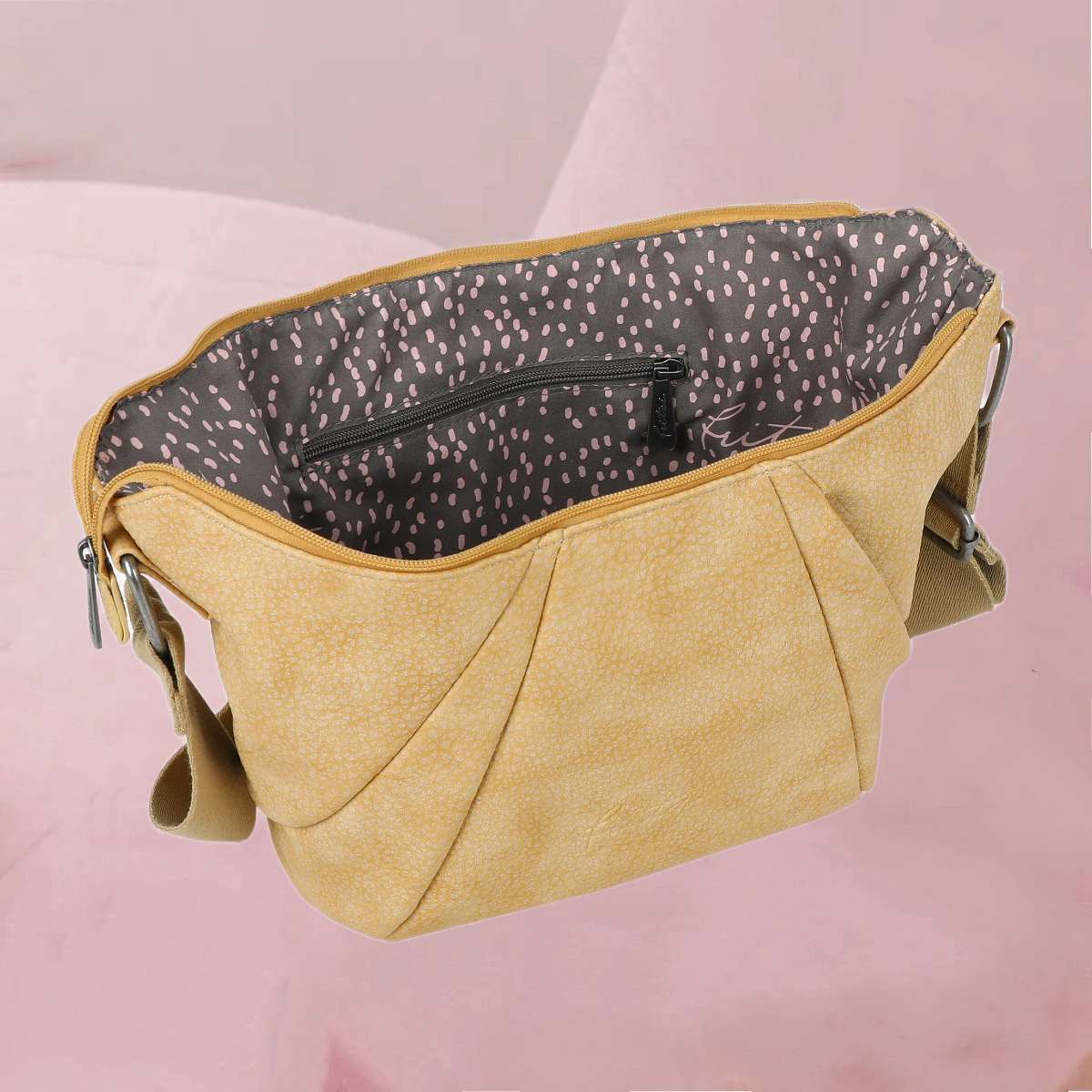 Flotter Crossbody-Bag "Croissant Cross" in Beige und Schwarz von fritzi