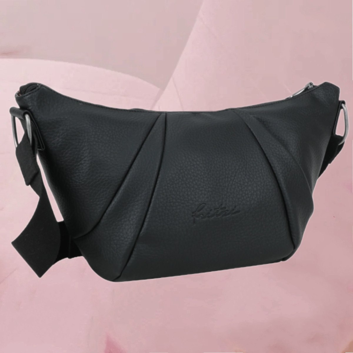 Flotter Crossbody-Bag "Croissant Cross" in Beige und Schwarz von fritzi