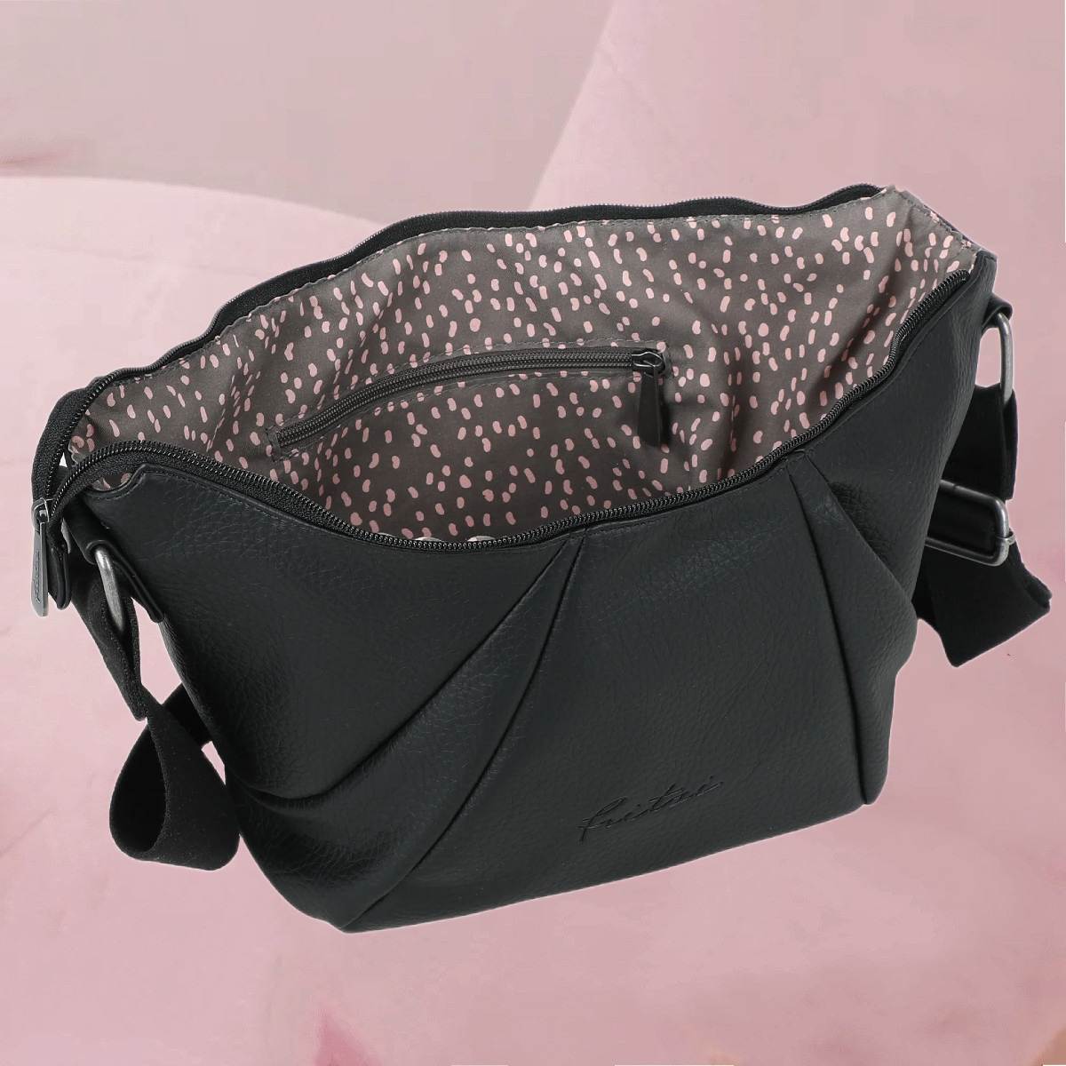 Flotter Crossbody-Bag "Croissant Cross" in Beige und Schwarz von fritzi