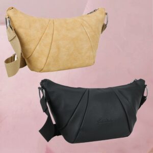 Flotter Crossbody-Bag "Croissant Cross" in Beige und Schwarz von fritzi