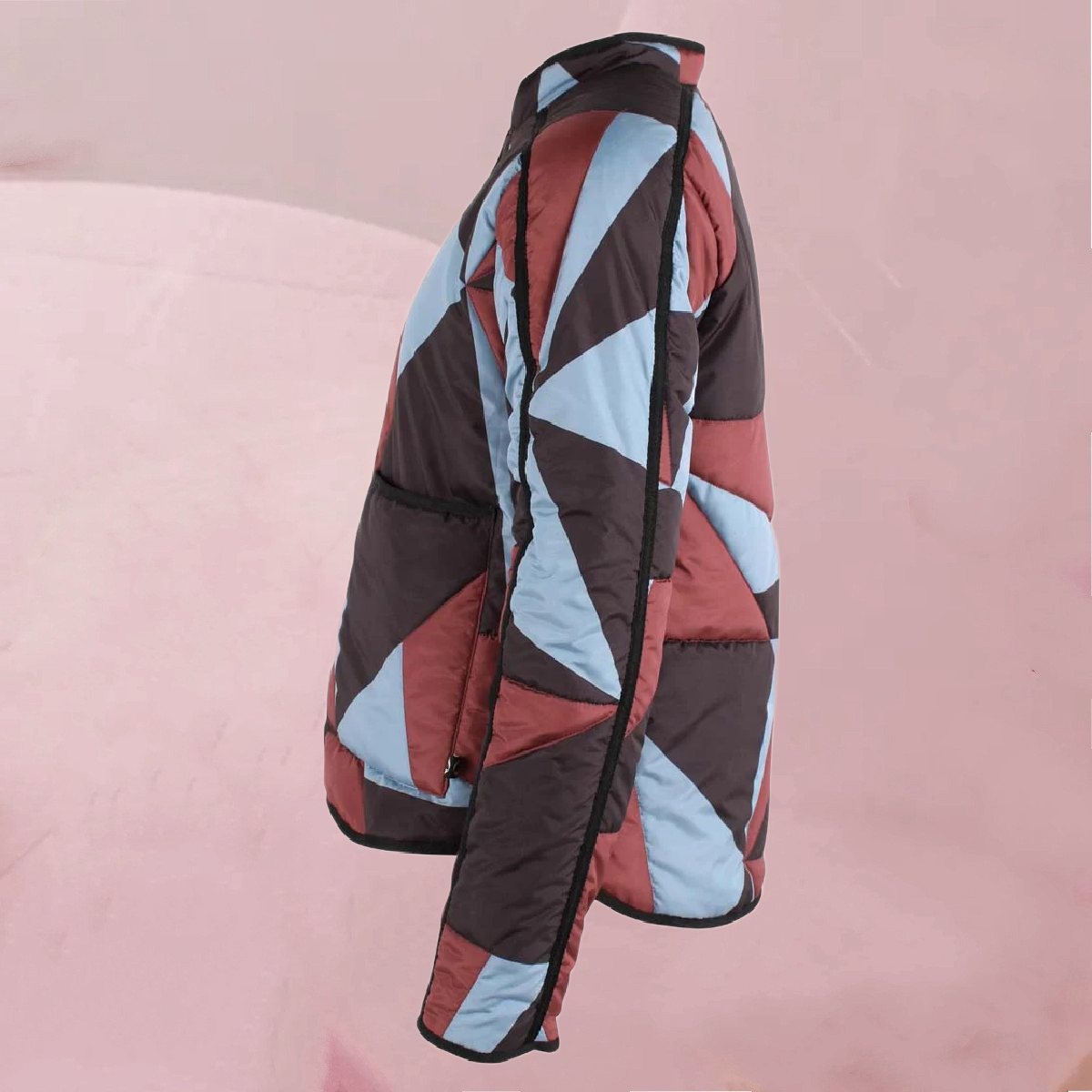 Wärmend kuschelige Thermojacke "Danemaple Thermo Jacket Dk Brick" im coolen Triangel-Muster von Danefae