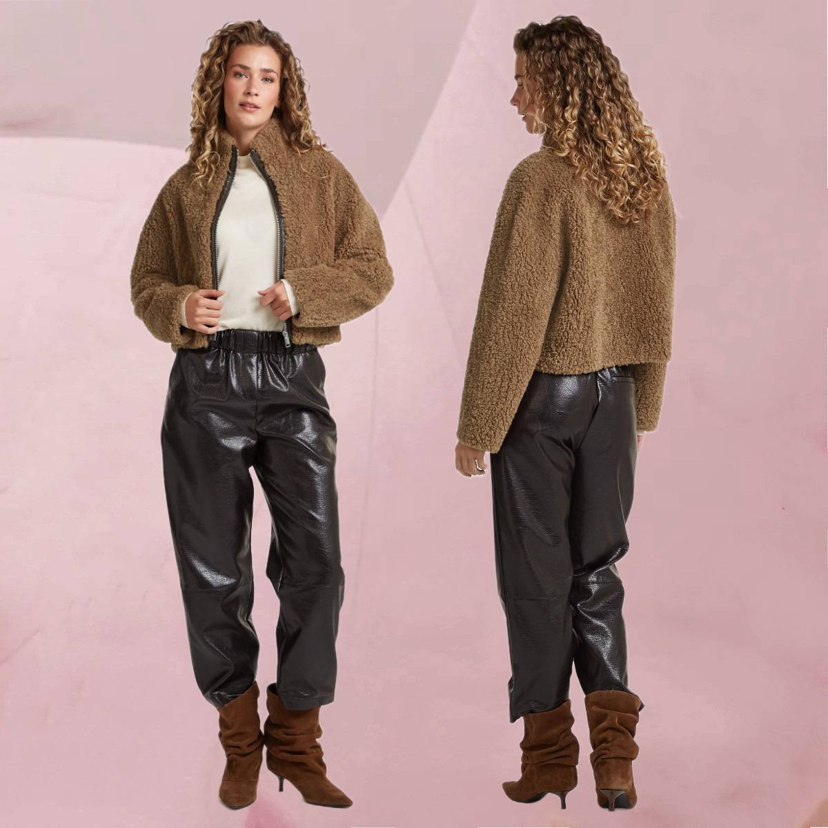 Kuschelig hübsche Teddy-Jacke "Gaia Jacket Coffee Bean" im warmem Kaffeebraun von Circle Of Trust