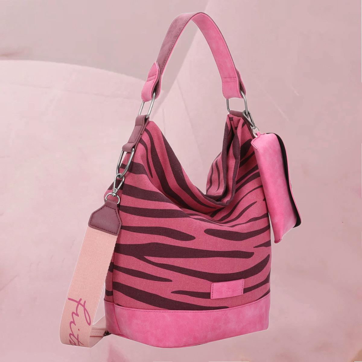 Cool-originelle Rucksack-Tasche "Izzy07-Olga-Zebra" mit Zebrastreifen auf Pink von fritzi