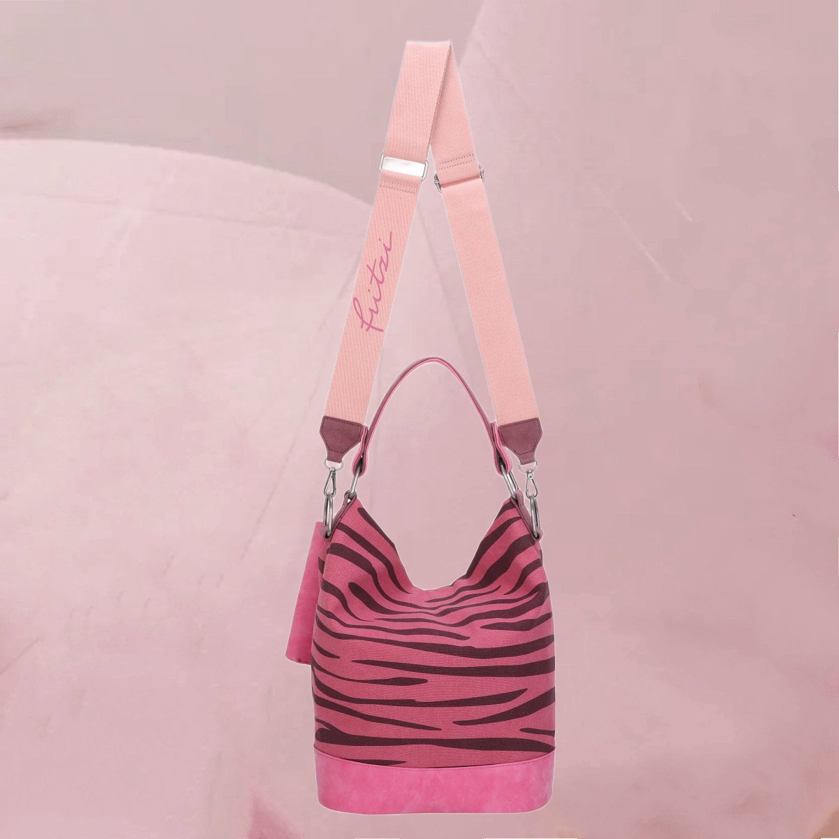 Cool-originelle Rucksack-Tasche "Izzy07-Olga-Zebra" mit Zebrastreifen auf Pink von fritzi