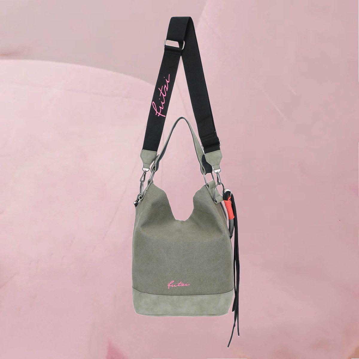 Cool-originelle Rucksack-Tasche "Izzy07 Olga Limited Panther Spotty" im Hobo-Style auf Olivegrün von fritzi