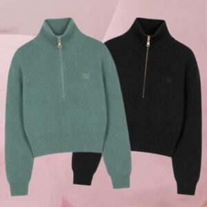 Schlicht hübscher Strickpullover "Pull Nazario" in Grün & Schwarz von An'ge