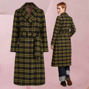Elegant cooler Wintermantel "Robin Coat Charonne" im klassischen Karo-Muster auf Schwarz von King Louie