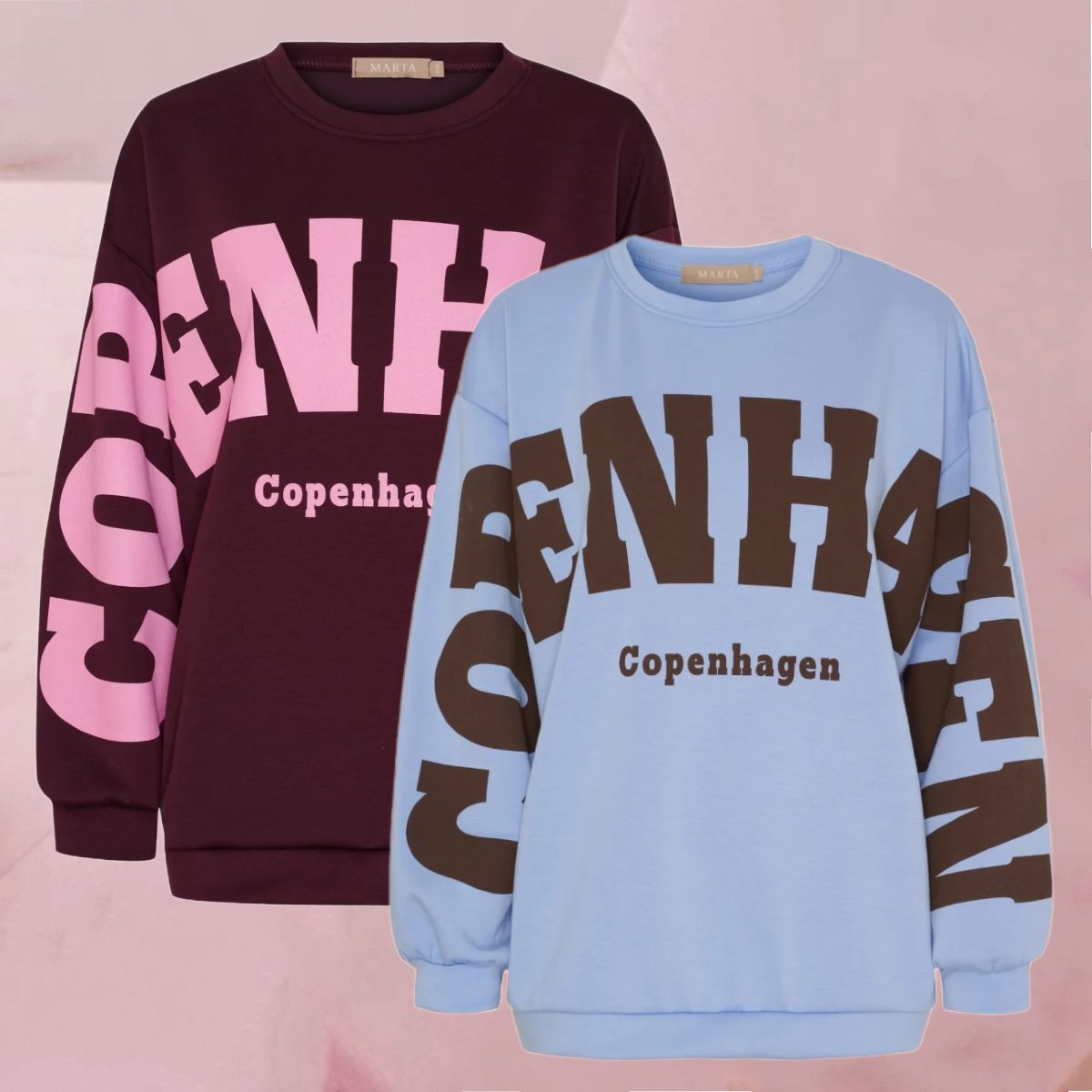 Cooles, trendiges Sweatshirt "Dame Sweatshirt MdcHibiscus" in Sky Blue & Bordeux von Marta Du Chateau