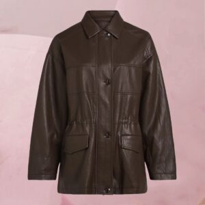 Lässig coole, hüftlange Jacke "Alexis Jacket Espresso" aus Kunstleder in Dunkelbraun von Circle Of Trust