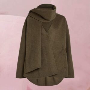 Elegant flotte Jacke "Bless Jacket Raw Umber" mit passendem Schal in Dunkelbraun von Circle Of Trust