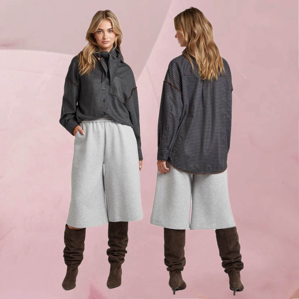 Cooles Holzfällerhemd "Carly Blouse Espresso" mit hübschem Karo-Muster in Dunkelblau von Circle Of Trust