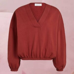 Cooles Sweatshirt "Dani Sweat Russet Brown" mit tiefem V-Ausschnitt in Braun-Rot von Circle Of Trust
