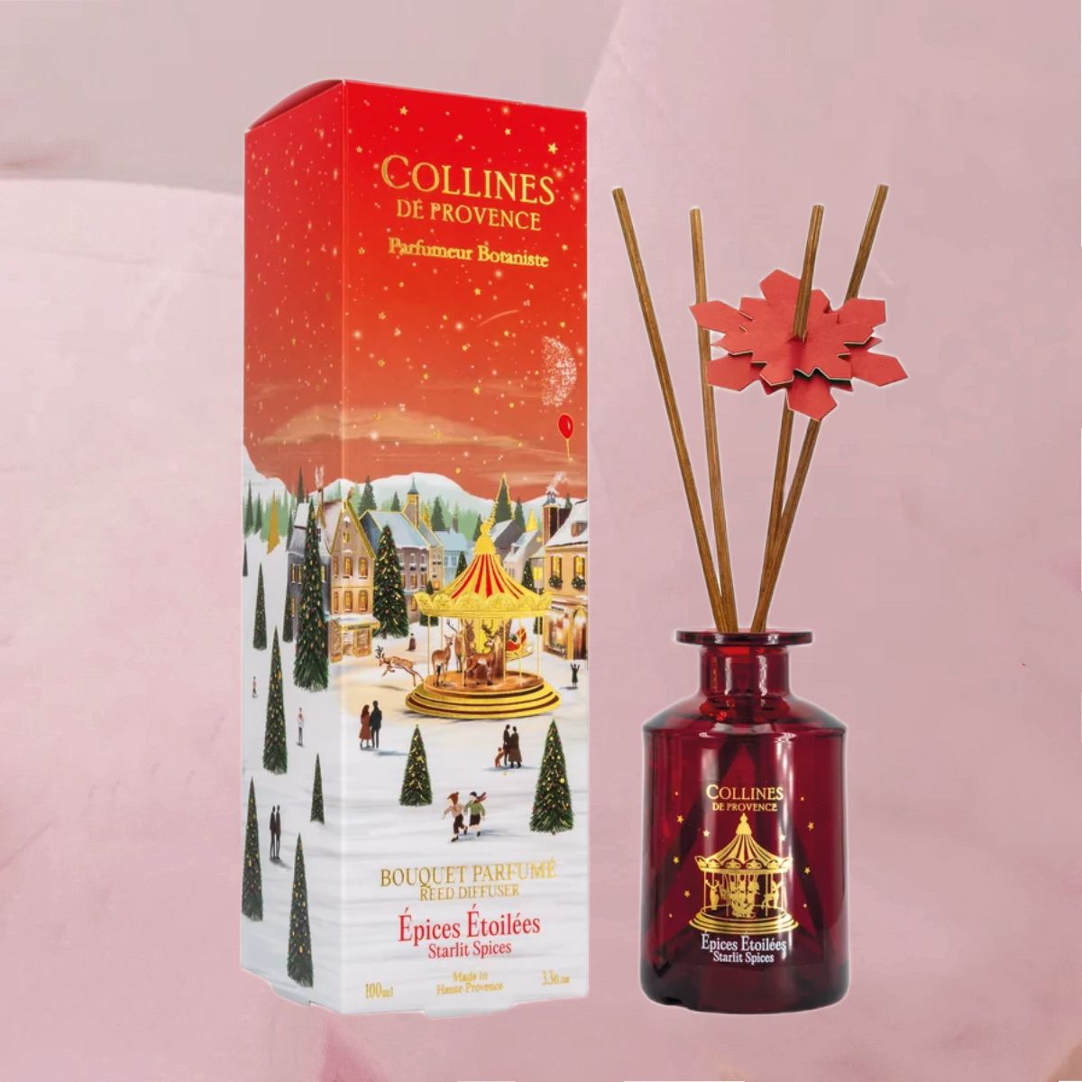 Winterliche Raumduftdiffusoren mit einzigartigen, weihnachtlichen Duftkreationen im 100ml-Glas inkl. Duftstäbchen von Collines de Provence