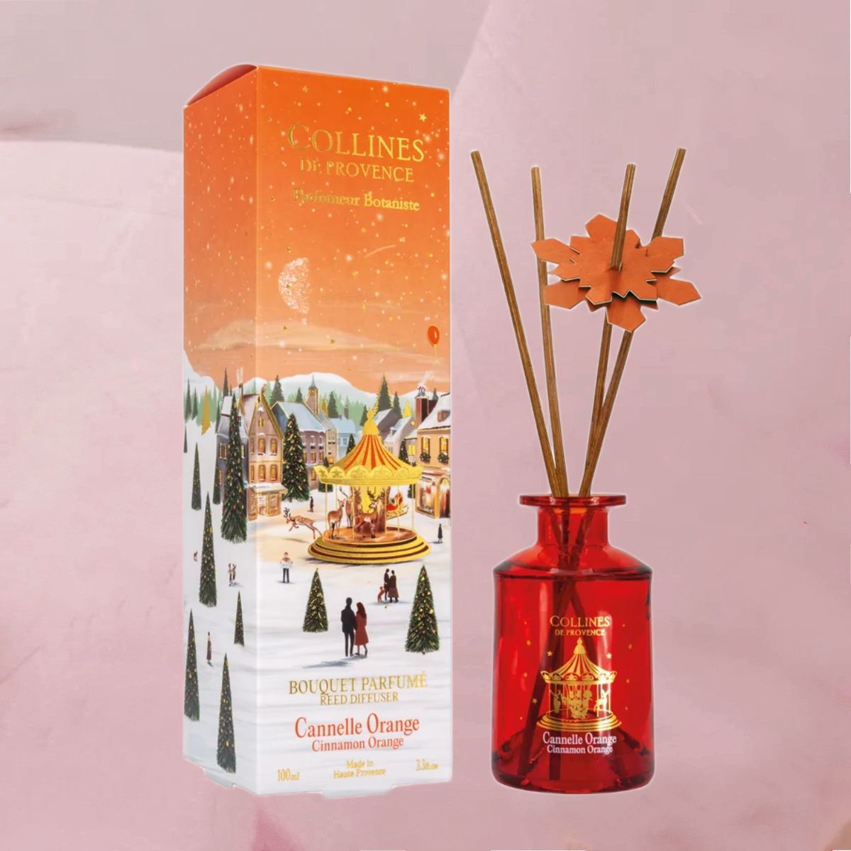 Winterliche Raumduftdiffusoren mit einzigartigen, weihnachtlichen Duftkreationen im 100ml-Glas inkl. Duftstäbchen von Collines de Provence
