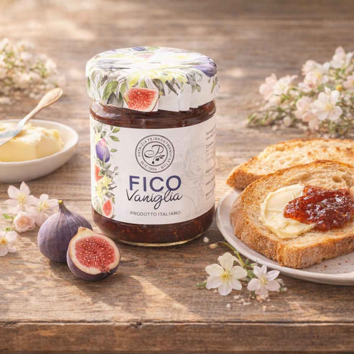 Köstlich süßer Fruchtaufstrich "Fico Vaniglia" in feiner Feige-Vanille-Komposition von Patrizia Feinkostmanufaktur