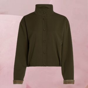 Hübsche, lässige Kurzjacke "Inger Jacket Raw Umber" in meliertem Dunkelgrün von Circle Of Trust