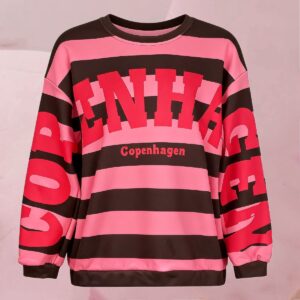 Cool lässiges Sweatshirt "Marta Du Chateau Dame Sweatshirt MdcNerina" in gestreiftem Design auf Pink/Moro von Marta Du Chateau
