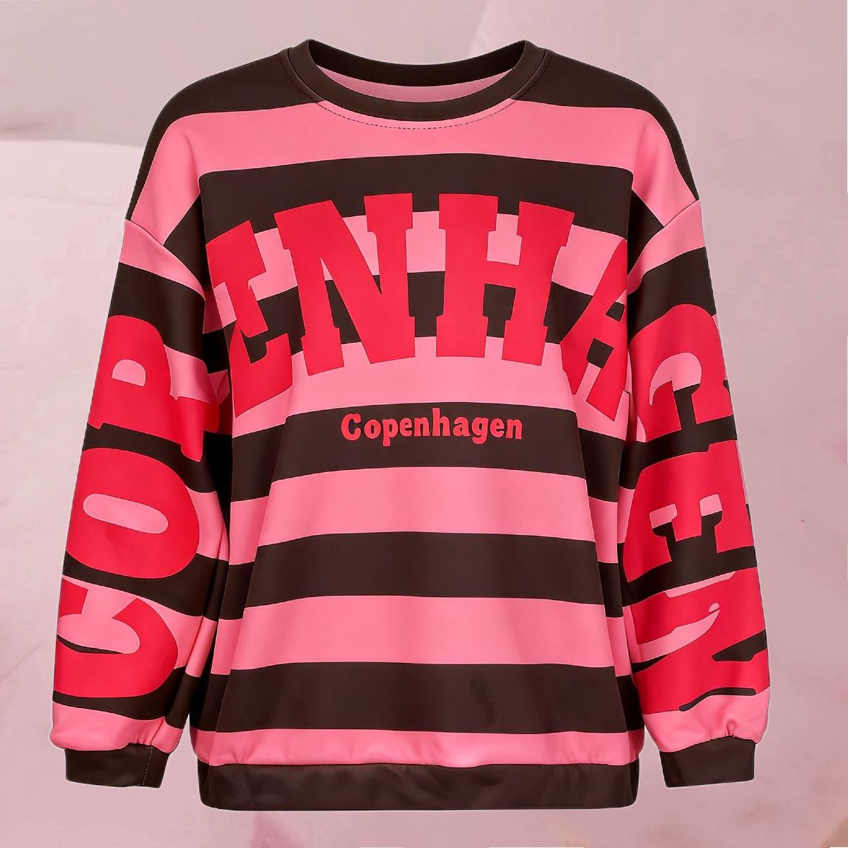 Cool lässiges Sweatshirt "Marta Du Chateau Dame Sweatshirt MdcNerina" in gestreiftem Design auf Pink/Moro von Marta Du Chateau