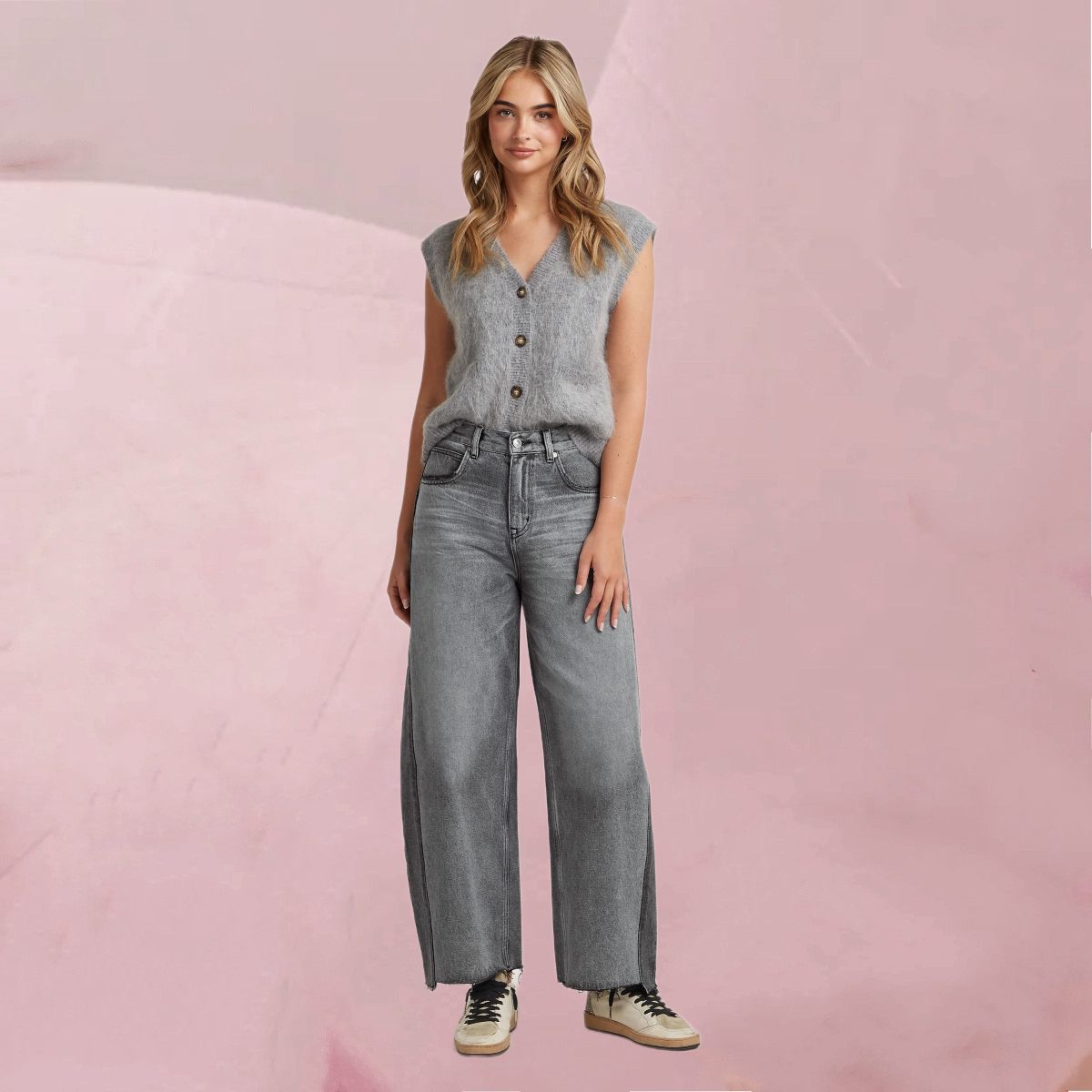 Fesche, knöchellange Jeans "Ryler Denim Cool Grey Wash" im Barrel-Style auf Grau von Circle Of Trust – Bild 2
