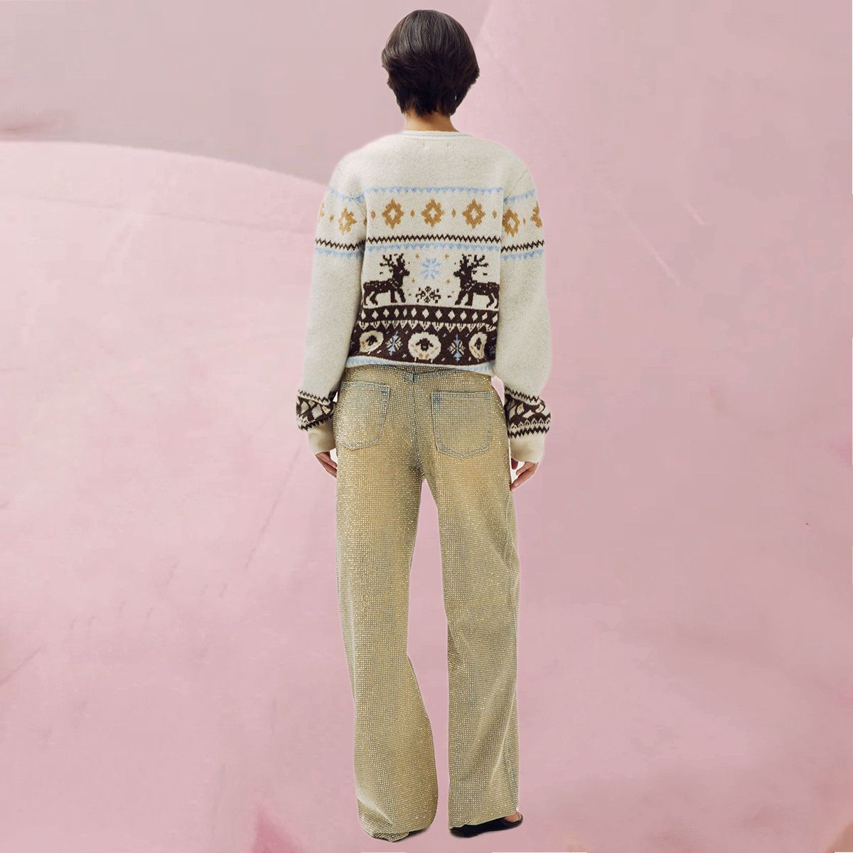 Coole, verwaschene Jeans „Jeans Yve Dirty Taupe“ mit raffiniertem Allover-Strassmuster von Harper & Yve